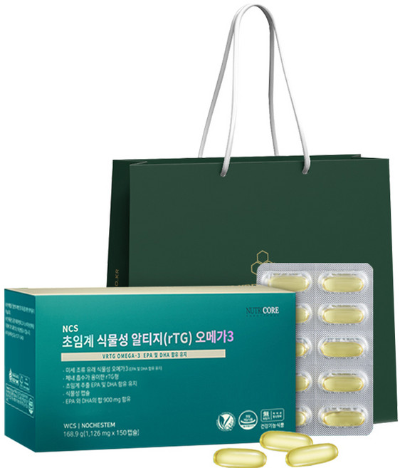 뉴트리코어 NCS 초임계 식물성 알티지 오메가3 + 쇼핑백, 150정, 1개