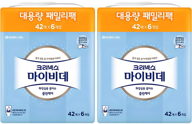 마이비데 클린케어 화장실용 비데티슈 패밀리팩 휴대형, 55g, 42매, 12개