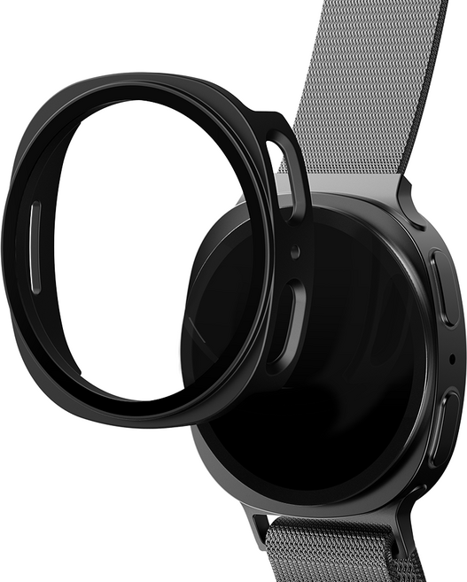 요거 갤럭시워치 풀커버 액정보호필름 강화유리 케이스, 블랙, 1개