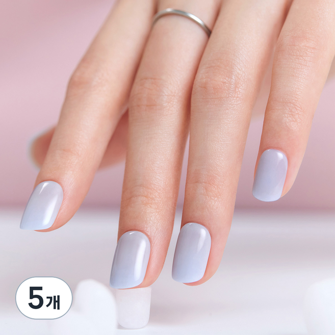 데싱디바 매직프레스 에어리 블루 레귤러 라운드 네일팁, 파스텔블루, 5개