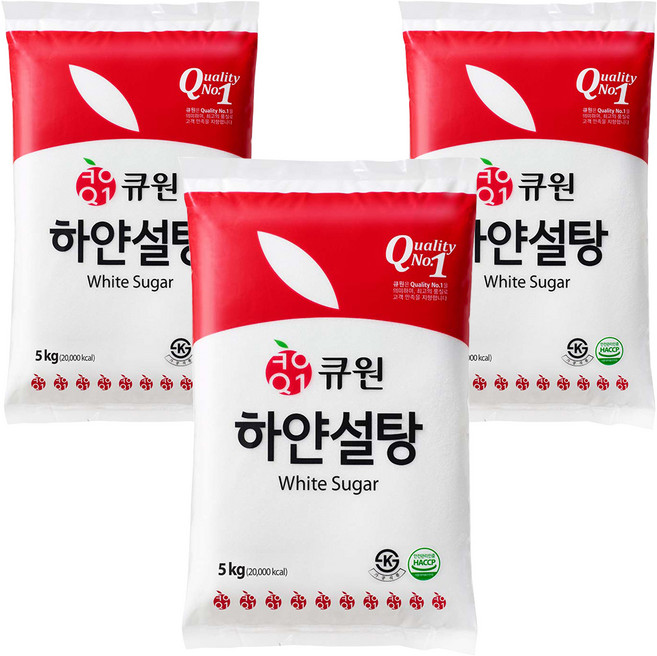 큐원 하얀 설탕, 5kg, 3개