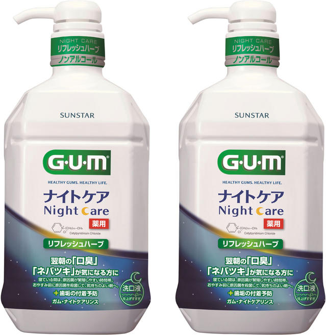 SUNSTAR 三詩達 G.U.M 夜間漱口水 清涼草本, 900ml, 2瓶