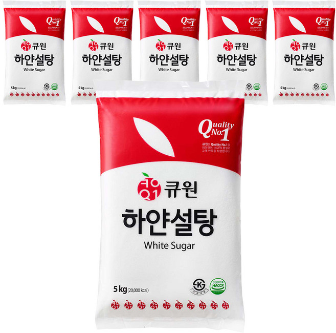 큐원 하얀 설탕, 5kg, 6개
