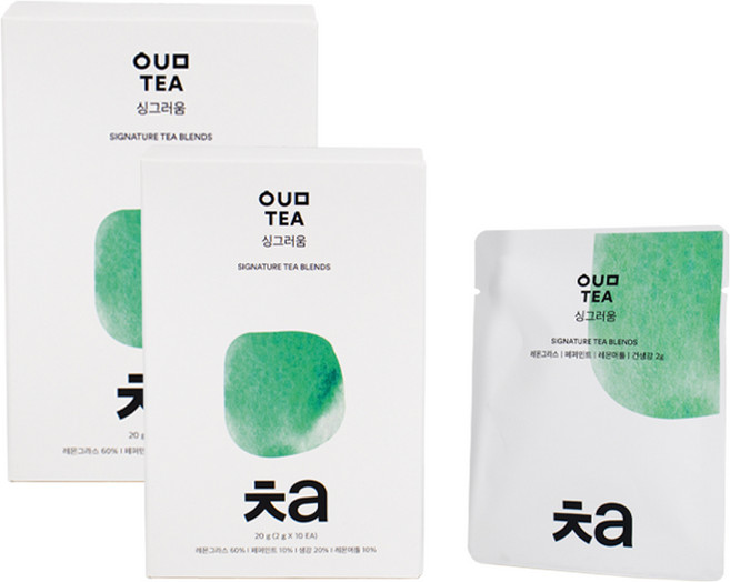 카페차 ㅊa 싱그러움 페퍼민트 생강 레몬그라스 레몬머틀 블렌디드 티, 2g, 10개입, 2개