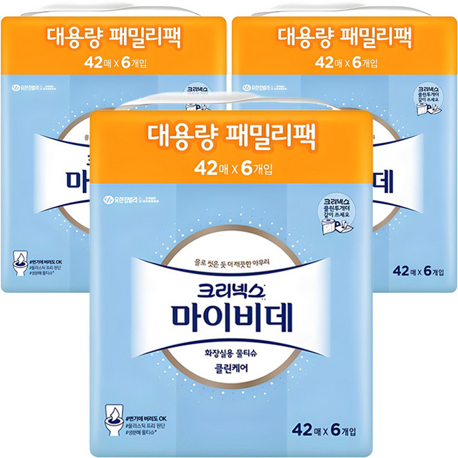 마이비데 클린케어 화장실용 비데티슈 패밀리팩 휴대형, 55g, 42매, 18개