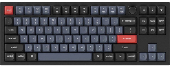 Keychron Q3 旋鈕鋁製客製化機械式有線無數字鍵盤, Q3 M1, 無數字鍵盤, 碳黑色