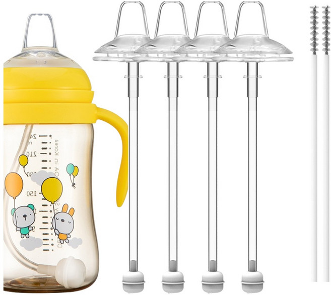 순수아 타사호환 추달린 NEW 교체용 스파우트 꼭지 빨대 4p + 빨대솔, 혼합색상, 1세트