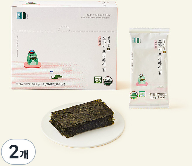 김시월 유기가공식품 인증 오가닉 무가미 우리 아이 조미김, 1.3g, 24개입, 2개