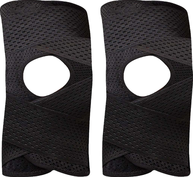 半月板運動護膝 第4代, 黑色, 2個