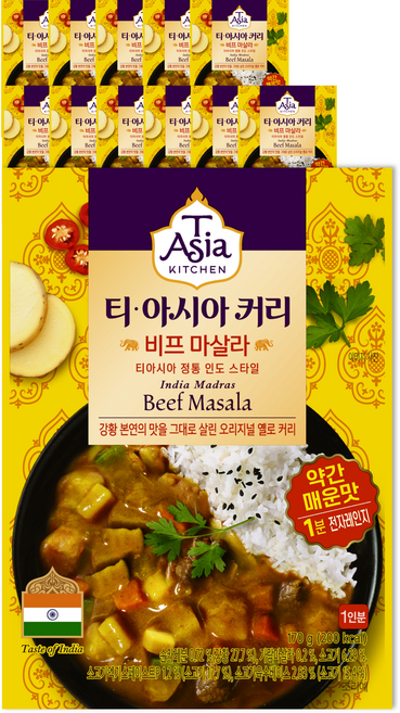 티아시아키친 비프 마살라 커리, 170g, 12개