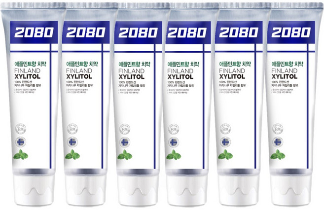2080 애플민트향 자일리톨 치약, 120g, 6개