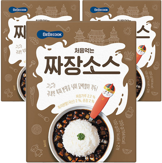 베베쿡 처음먹는 덮밥 소스, 짜장, 200g, 3개