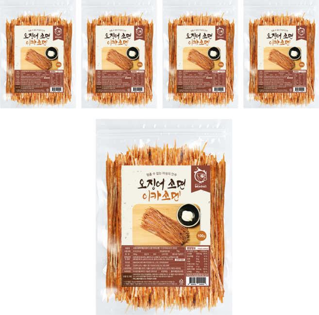 해야미 이카소멘 오징어소면, 100g, 5개