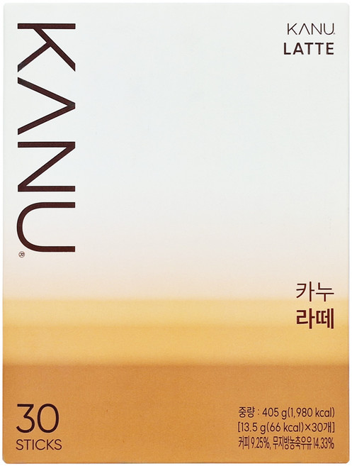 KANU 漸層奶香拿鐵咖啡, 13.5g, 30條, 1盒
