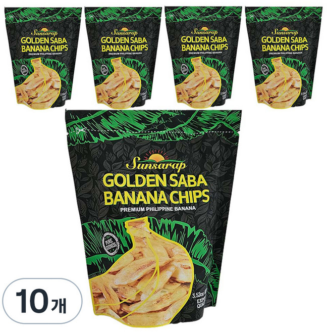 sunsarap 골든 사바 바나나칩, 100g, 10개