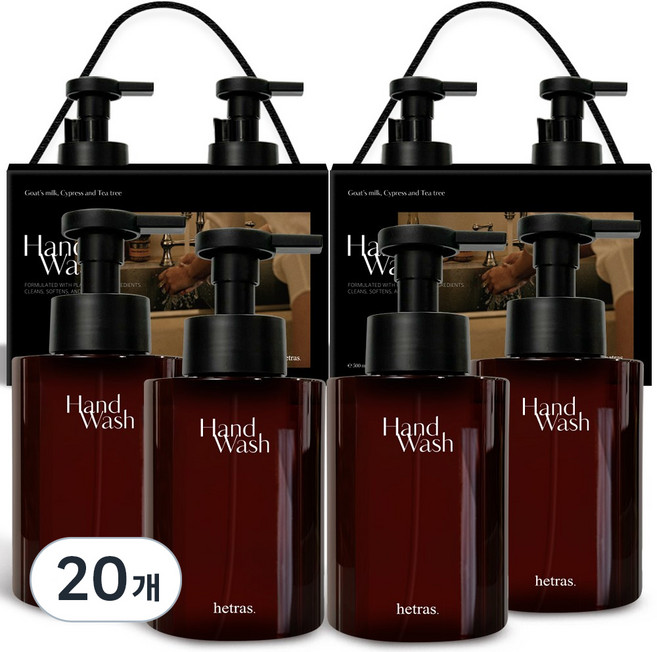 헤트라스 퍼퓸 버블 고보습 산양유 핸드워시 선물세트 플라워파크, 515ml, 20개