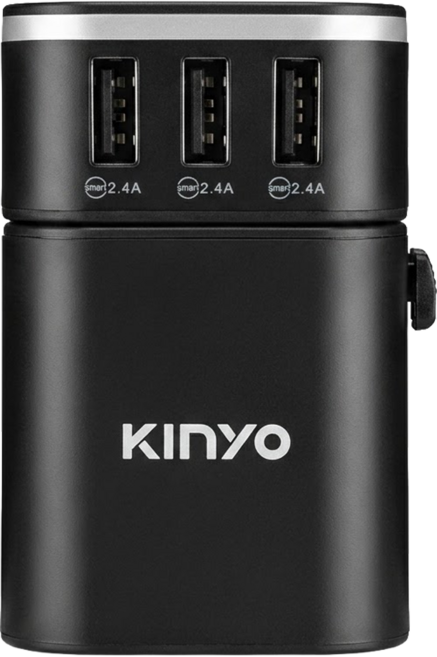 Kinyo 多合一萬國轉接頭 MPP-2345-1, 7.9cm, 黑, 1個