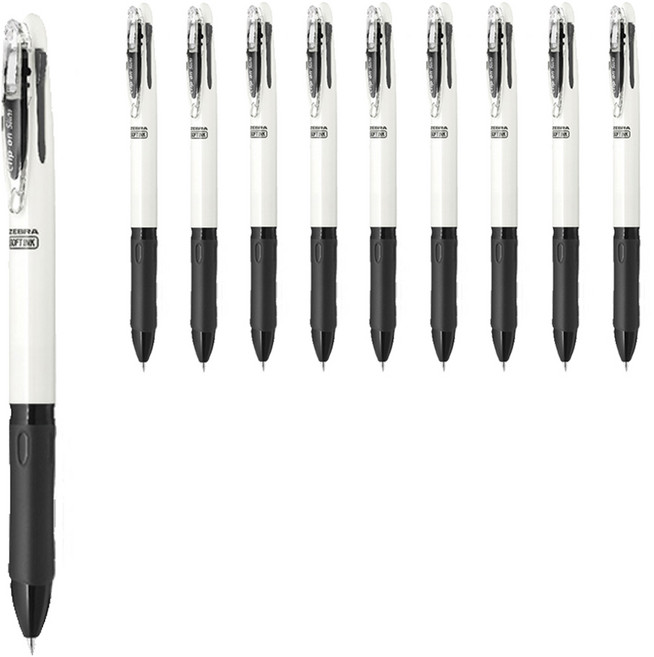 제브라 클립온 슬림 소프트 3C 3색펜 0.7mm, 화이트, 10개