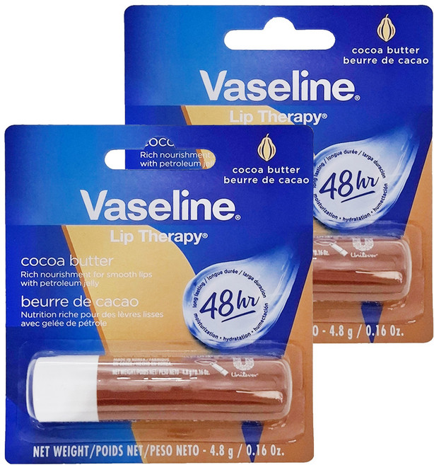 Vaseline 凡士林 護唇膏 可可脂 滋潤雙唇, 4.8g, 2支