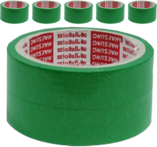 혜성 칼라 마스킹테이프 종이테이프 초록 24mm x 15M 2P, 6개