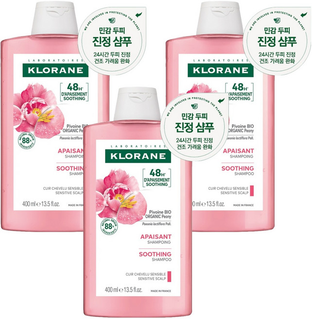 클로란 피오니 샴푸 프림로즈향, 400ml, 3개