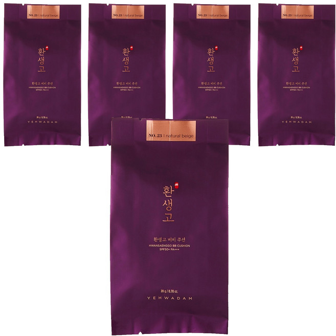 예화담 환생고 비비 쿠션 SPF50+ PA+++ 20g 리필, 23호 내추럴베이지, 5개