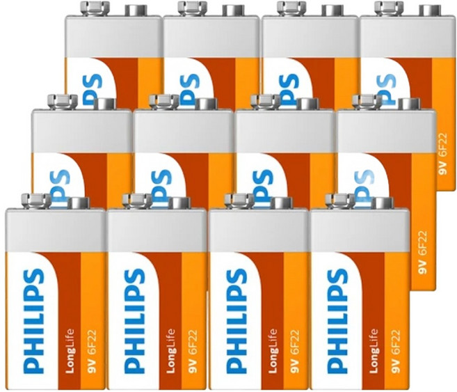 PHILIPS 飛利浦 台灣公司貨 9V碳鋅電池, 12顆, 1組