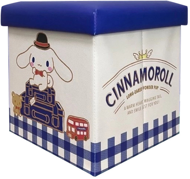 SANRIO 三麗鷗 大耳狗喜拿摺疊凳收納箱 30 x 30 x 30cm, 英式風 藍色, 1個