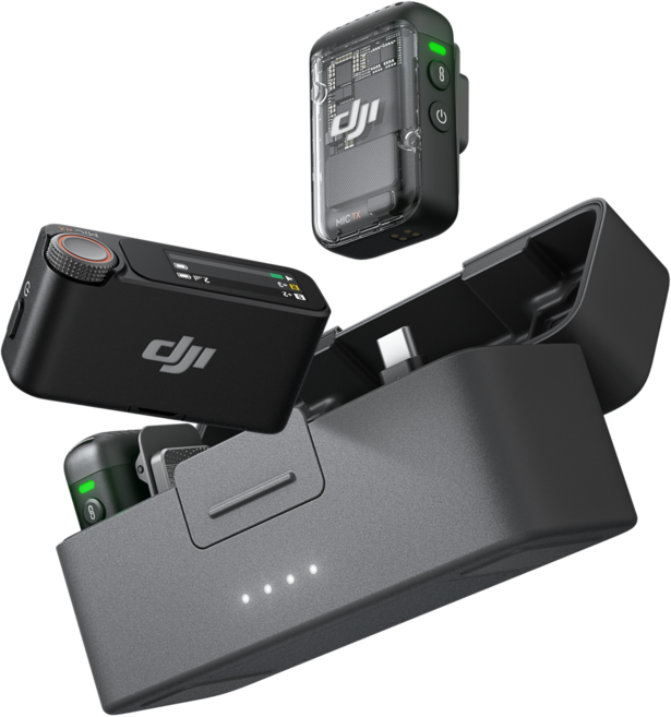 DJI 무선 Mic 2 송신기 2 TX + 1 RX + 충전 케이스 세트, DMR02(수신기), DMT02(송신기), DMC02(케이스), 혼합색상