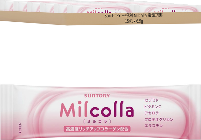 SunTORY 三得利 Milcolla 蜜露珂娜 台灣公司貨 膠原蛋白 隨手包, 15包, 6.5g, 1袋
