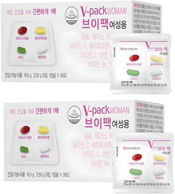 브이팩 여성용 멀티비타민, 30회분, 2개