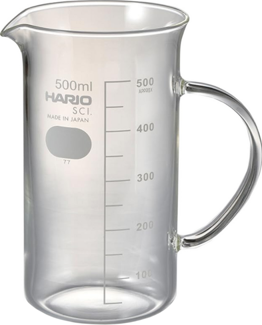 HARIO 好璃奧 文創把手燒杯500 耐熱玻璃, 透明, 500ml, 1個