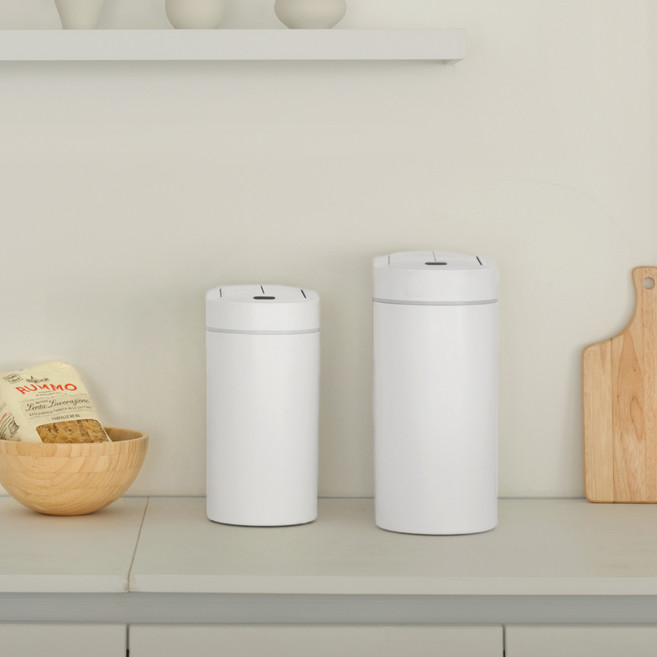 하우스레시피 밀리 에어핏 양문형 센서휴지통 2종 세트, 화이트