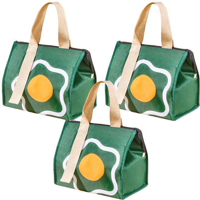 手提時尚保溫袋, 森林綠, 3個