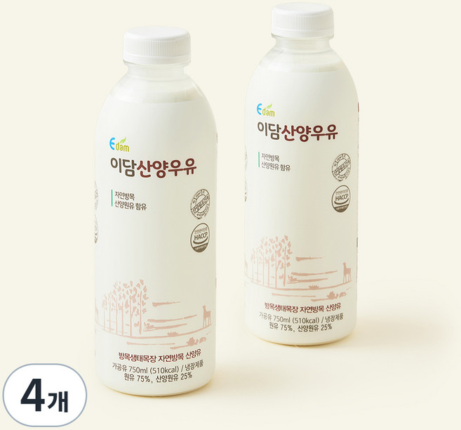 이담 이슬담은 산양우유, 750ml, 4개