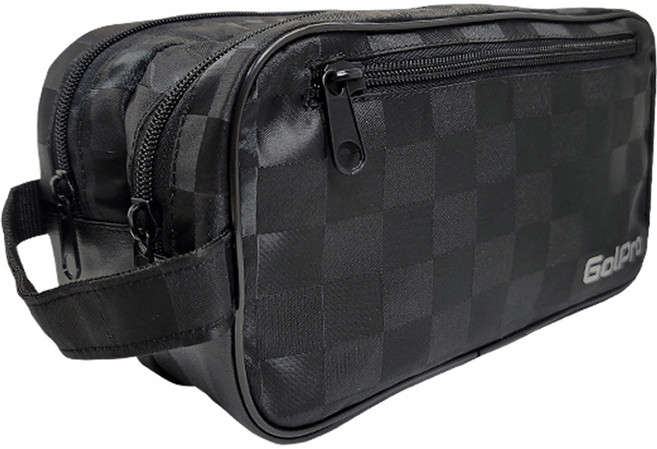 골프로 더블지퍼 파우치, 블랙, 1개