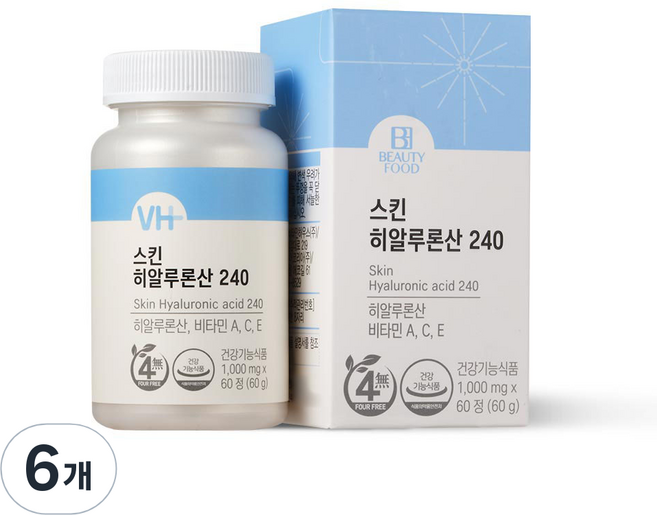 뷰티푸드 스킨히알루론산 240 60g, 60정, 6개