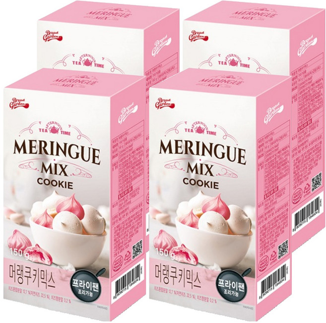 브레드가든 머랭 쿠키 믹스 밀크맛 산딸기맛, 150g, 4개