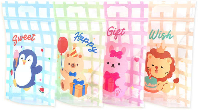 탐사 귀여운 구디백 손잡이 지퍼백 포장 봉투, 캐릭터, 50개