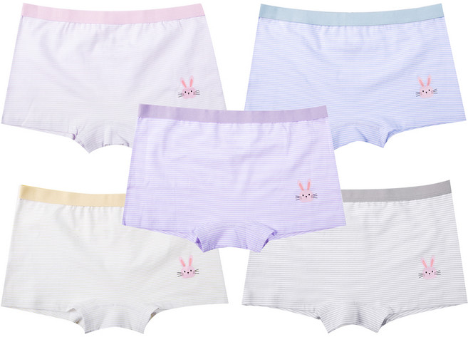 BASE ALPHA ESSENTIALS 女童粉彩兔子四角褲5件組