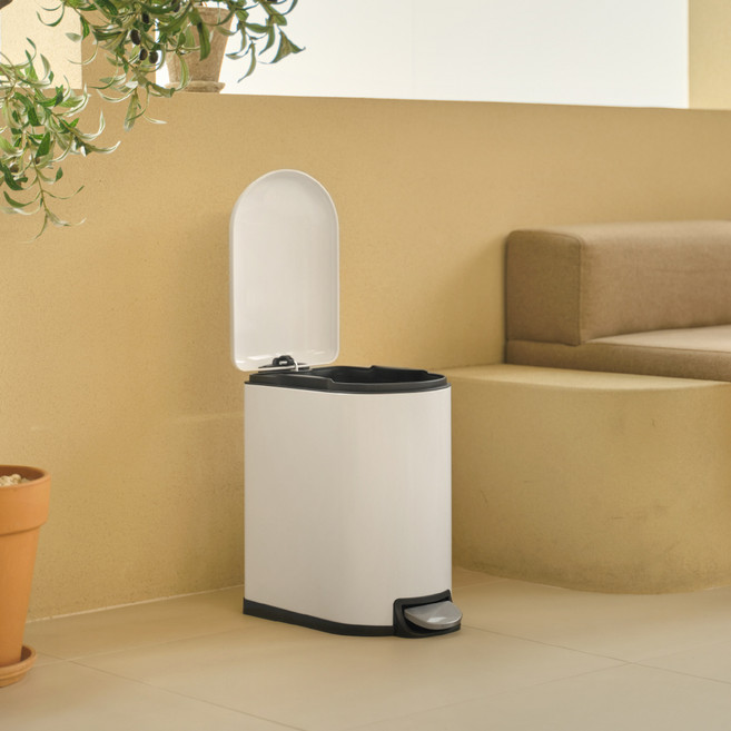 하우스레시피 밀리 무소음 페달 슬림형 휴지통 20L, 화이트