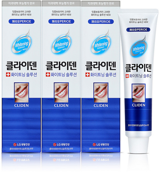 클라이덴 화이트닝 솔루션 오리지널 뉴치약, 120g, 3개