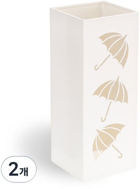 앙플러스 사각 철제 대용량 우산꽂이, 2개, 화이트