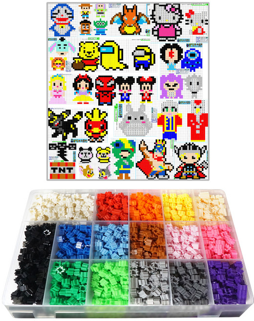 블럭N스토리 디폼블럭 기본16색 + 공용2 도안 세트, 혼합색상, 1세트