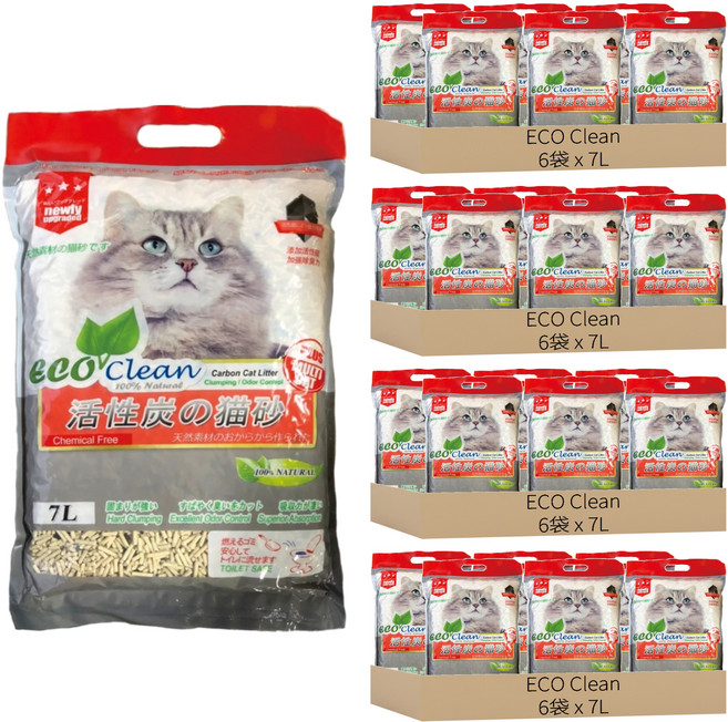 ECO Clean 豆腐貓砂, 24袋, 7L, 活性碳