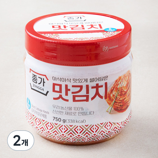 종가 아삭아삭 맛있게 썰어담은 맛김치, 750g, 2개