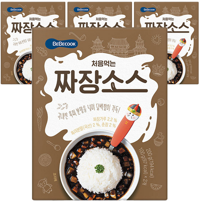 베베쿡 처음먹는 덮밥 소스, 짜장, 200g, 4개