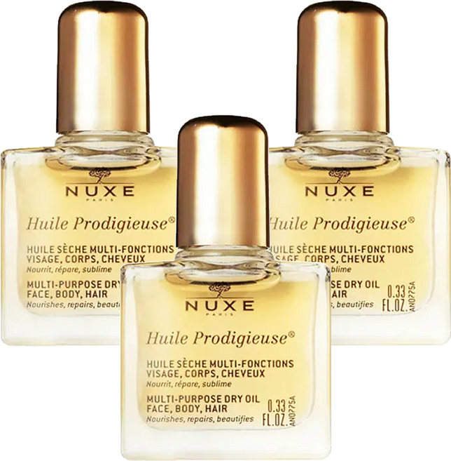NUXE 巴黎歐樹 全效晶亮精華油 10ml - 臉部、身體、頭髮適用, 3瓶