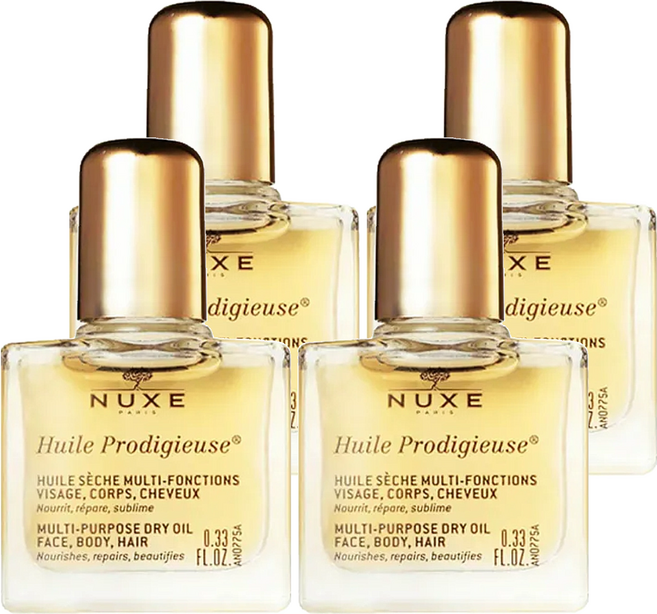 NUXE 巴黎歐樹 全效晶亮精華油 10ml - 臉部、身體、頭髮適用, 4瓶