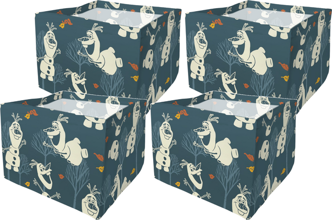 收納王妃 迪士尼收納系列 冰雪收納桶 方形小款 13 x 13 x 8.5cm, 楓葉雪寶, 4個